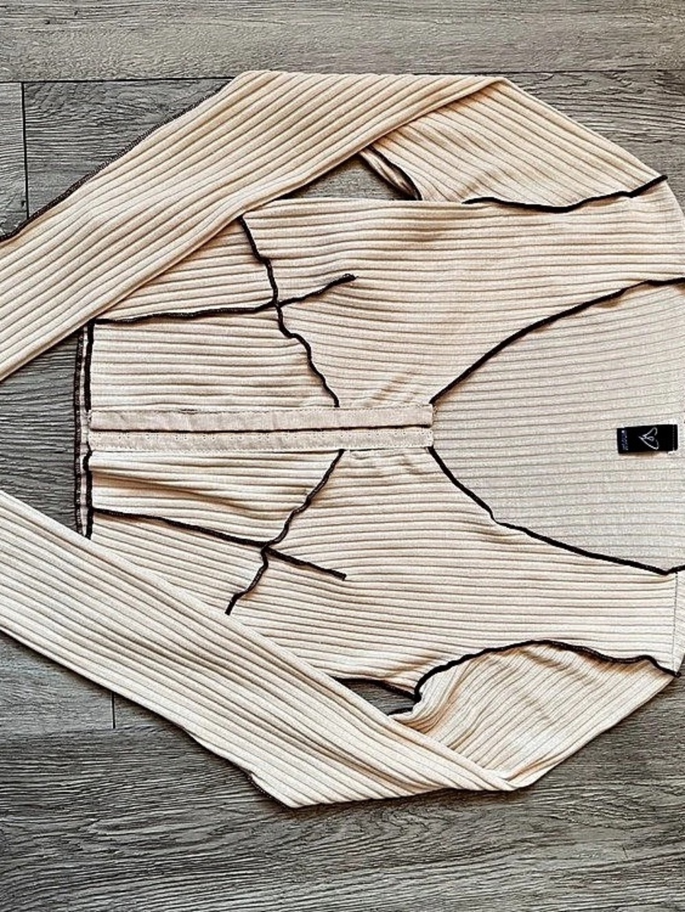 Ribbed Long Sleeve in Beige